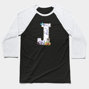 Name Initial Letter J and Baby Owl Baseball T-Shirt